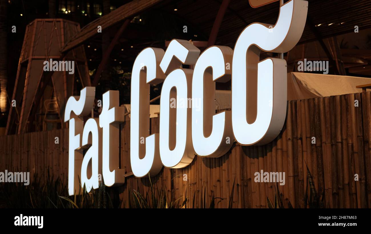 Sign Billboard Fat Coco Beach Club Restaurant Cafe Music Venue Beach Road Pattaya Thailand Stock Photo