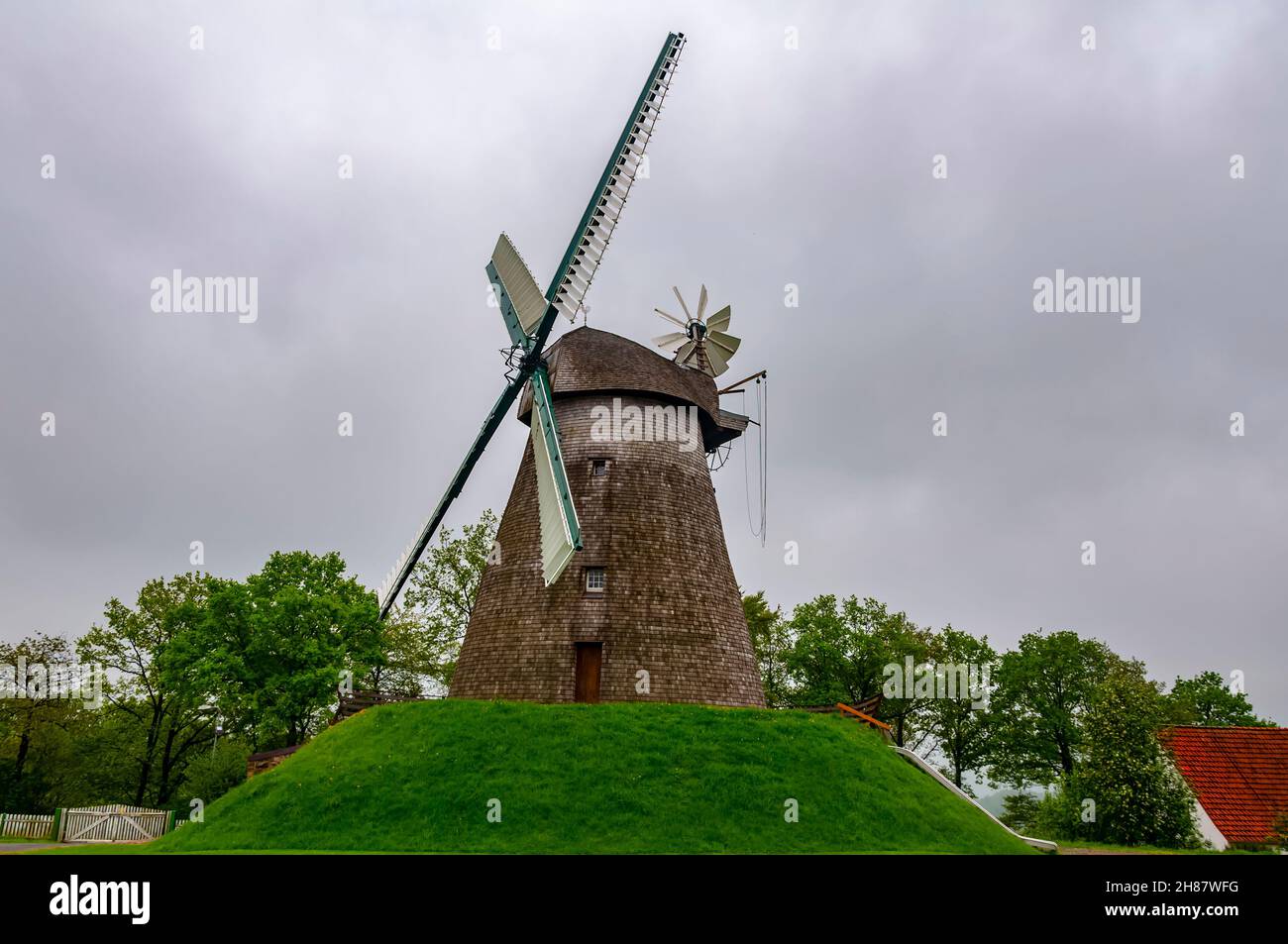 Traditional German windmill at Golf Club Herford e.V Stock Photo - Alamy
