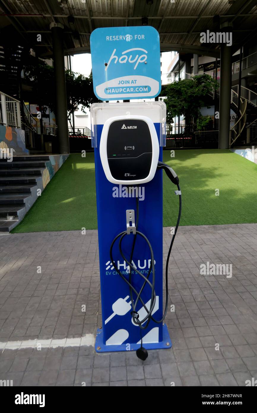 EV charging station, Bangkok, Thailand Stock Photo