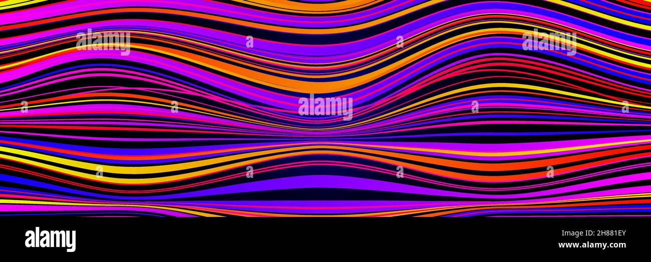 Surface with distorted lines. Wavy pattern. Vector wide banner Stock Vector