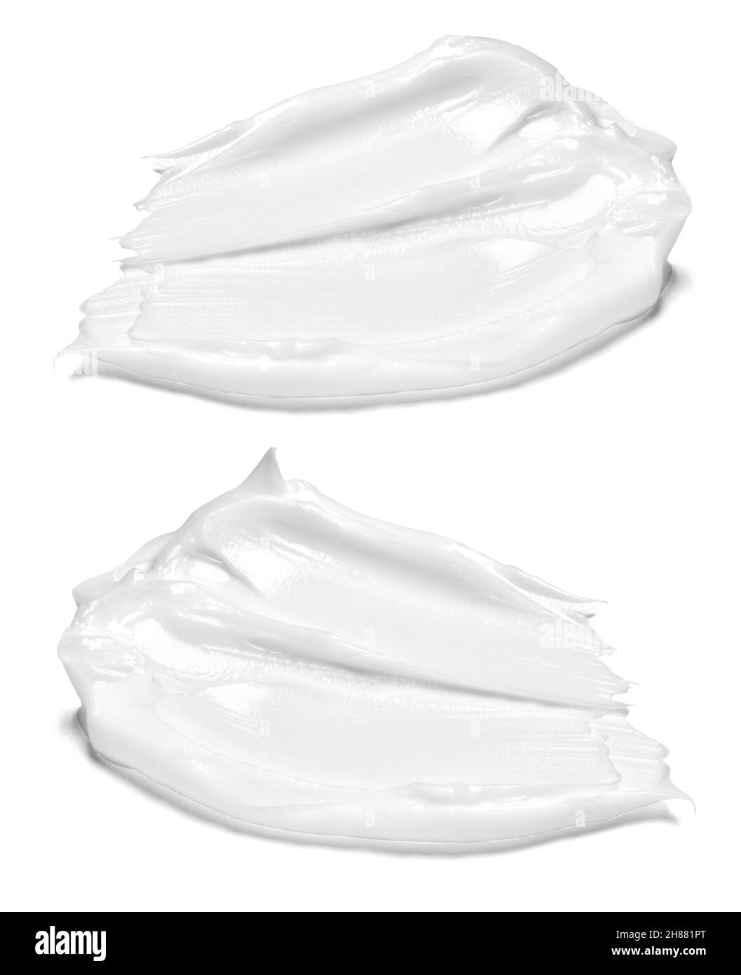 close up of a white cream sample on white background Stock Photo