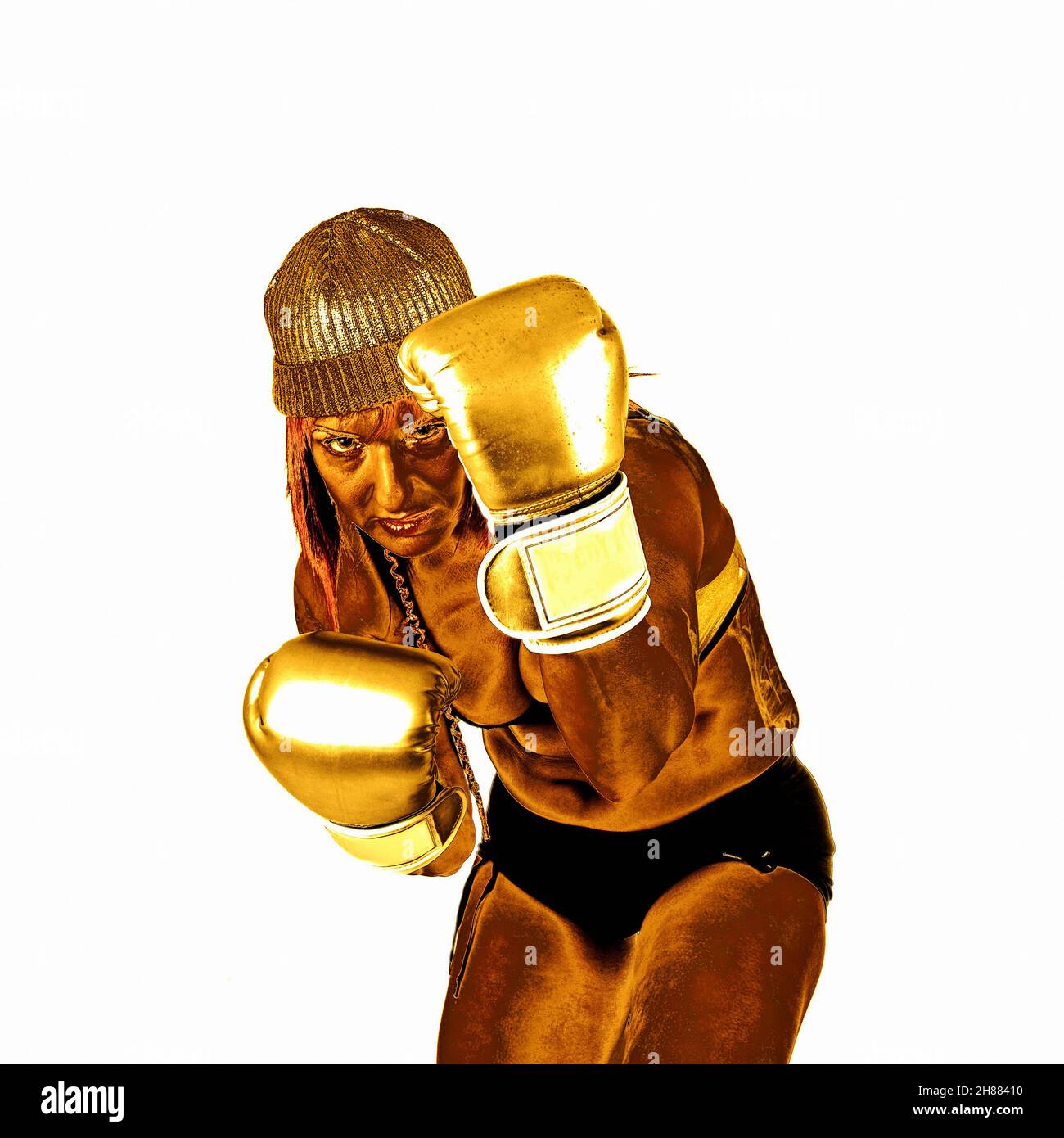 Digitally enhanced image of a Female Kick Boxer Stock Photo Alamy