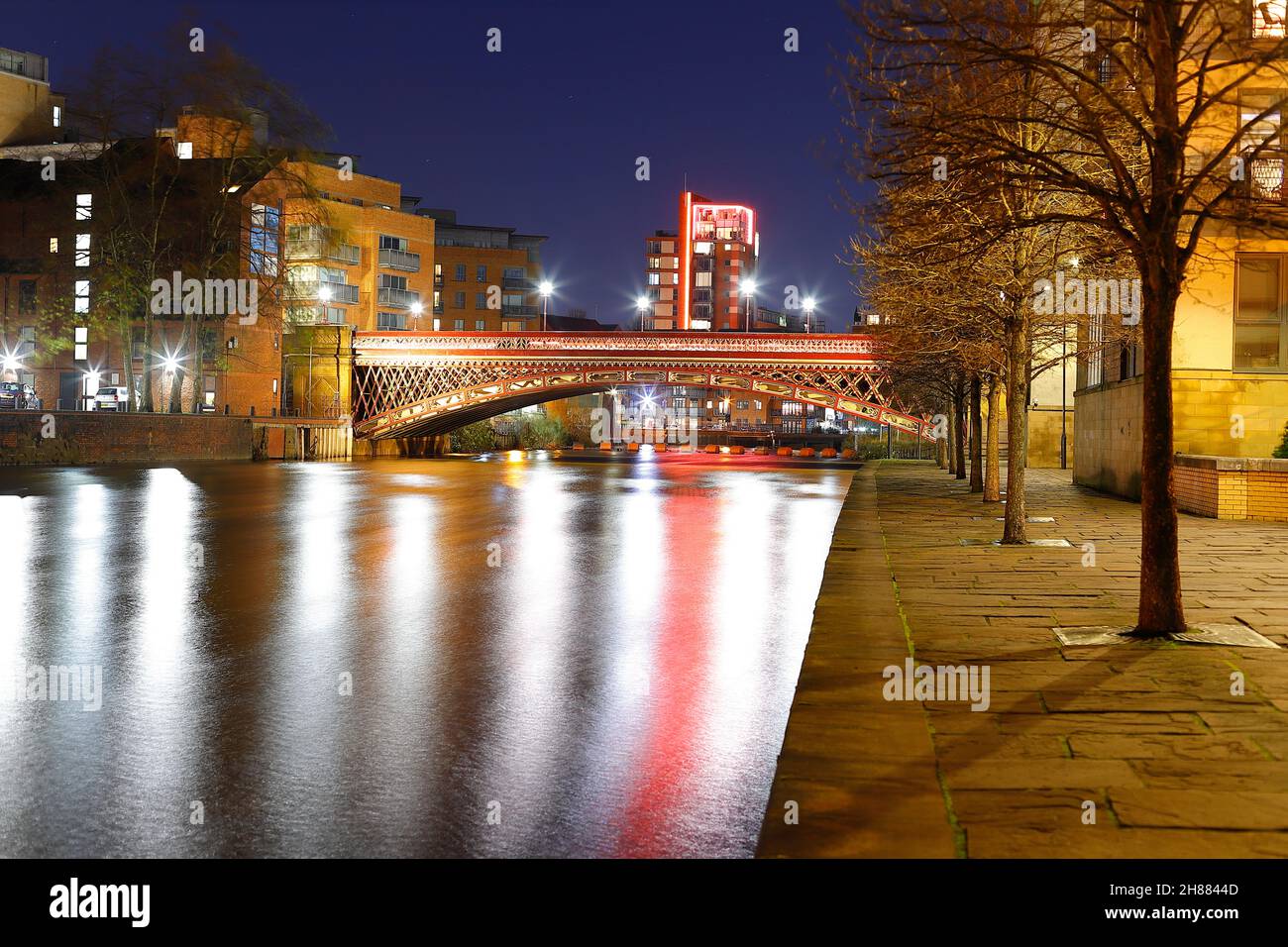 A view along the River Aire towards Crown Point Bridge from Brewery ...