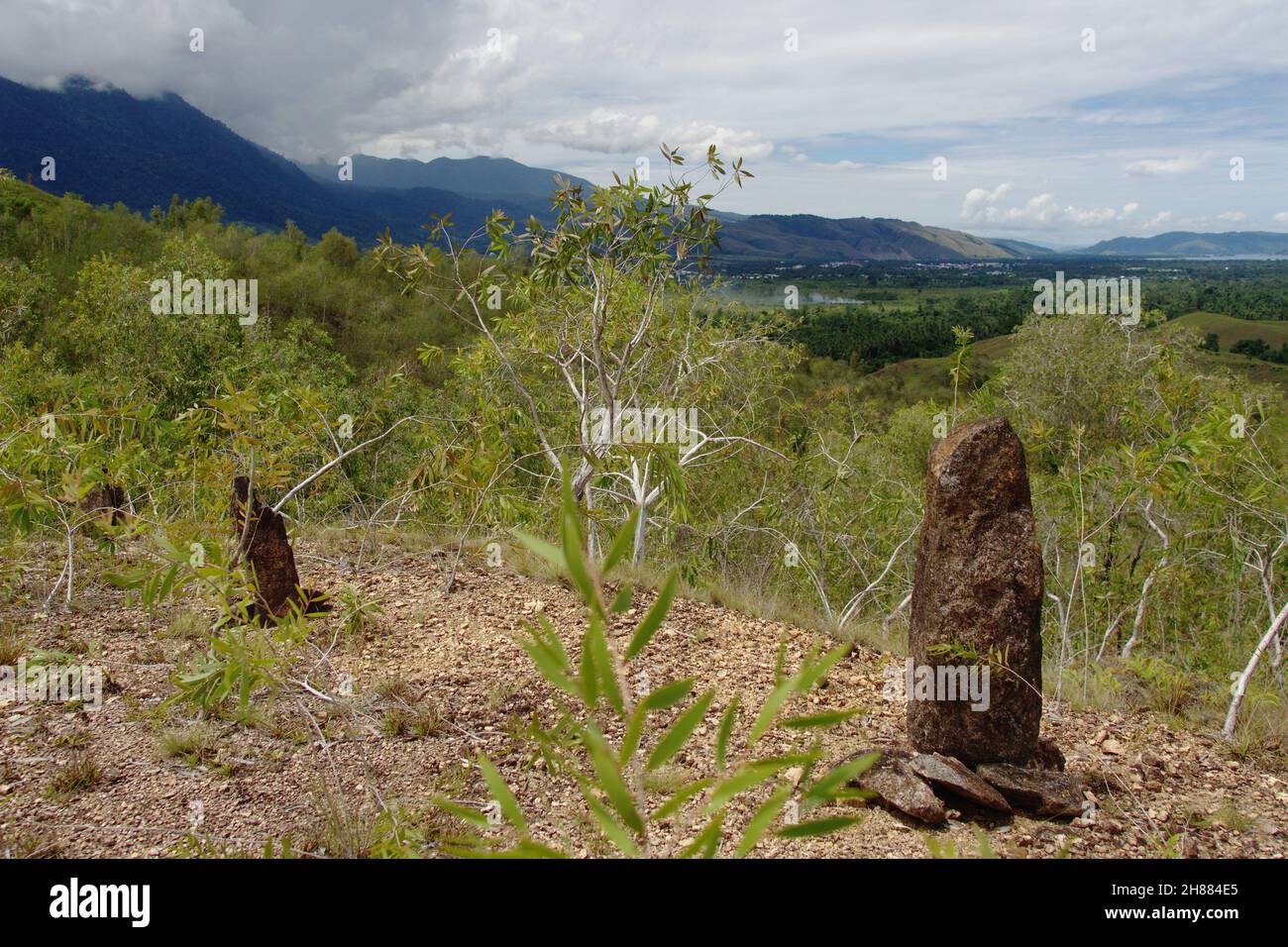 Situs Megalitik Bukit Tutari, Jayapura, Papua, Indonesia Stock Photo