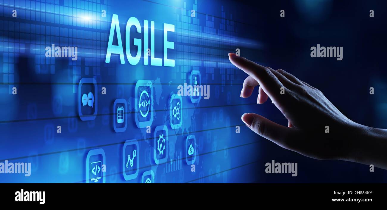 Agile flexible software development technique. Technology concept Stock ...