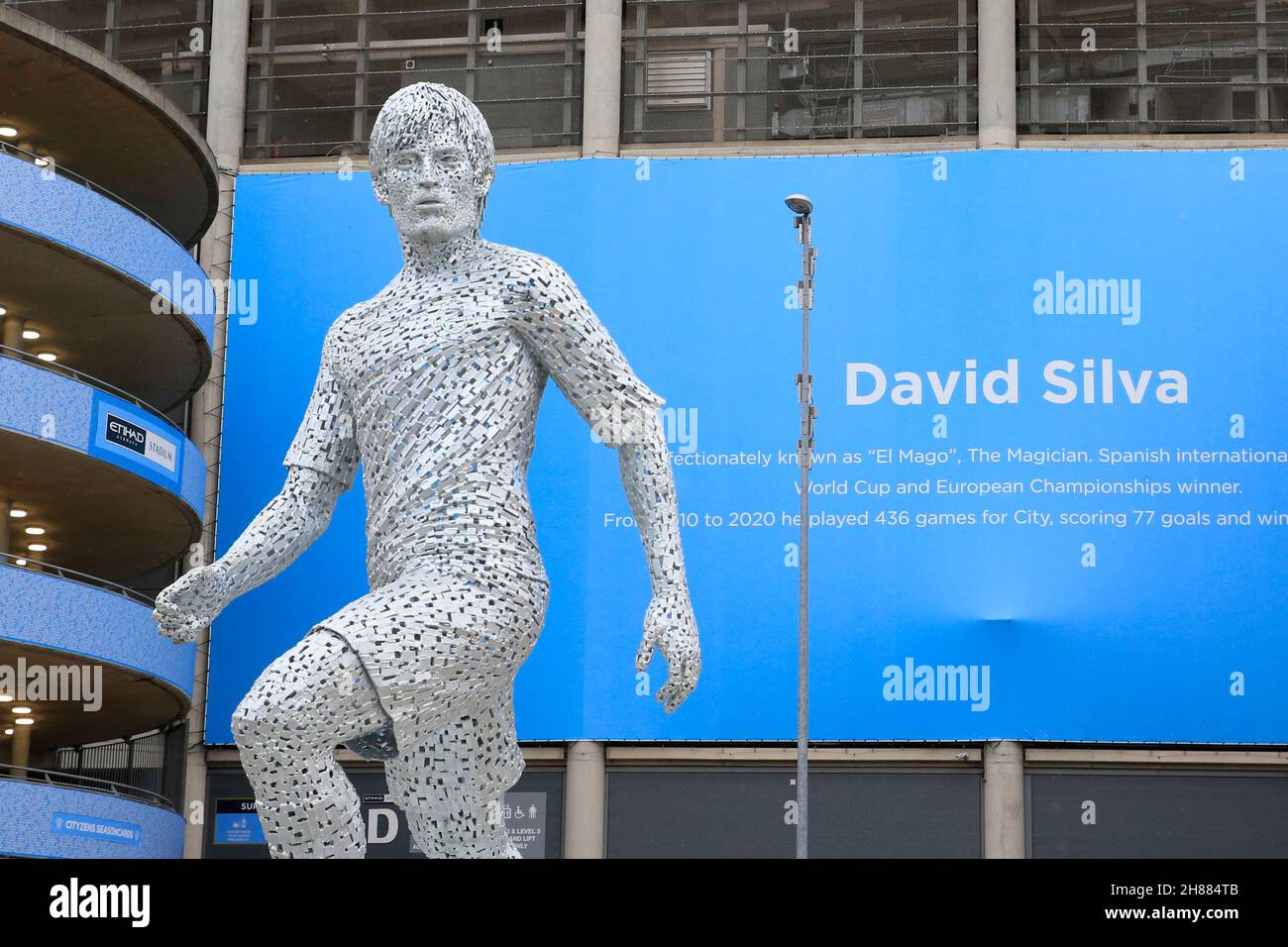 New David Silva statue outside the Etihad Stock Photo Alamy