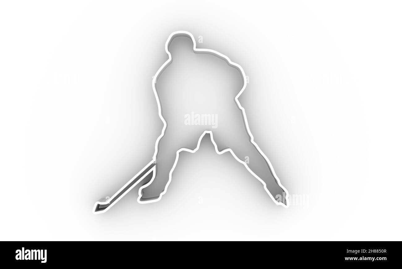 Professional hockey player cutout silhouette. 3D rendering Stock Photo