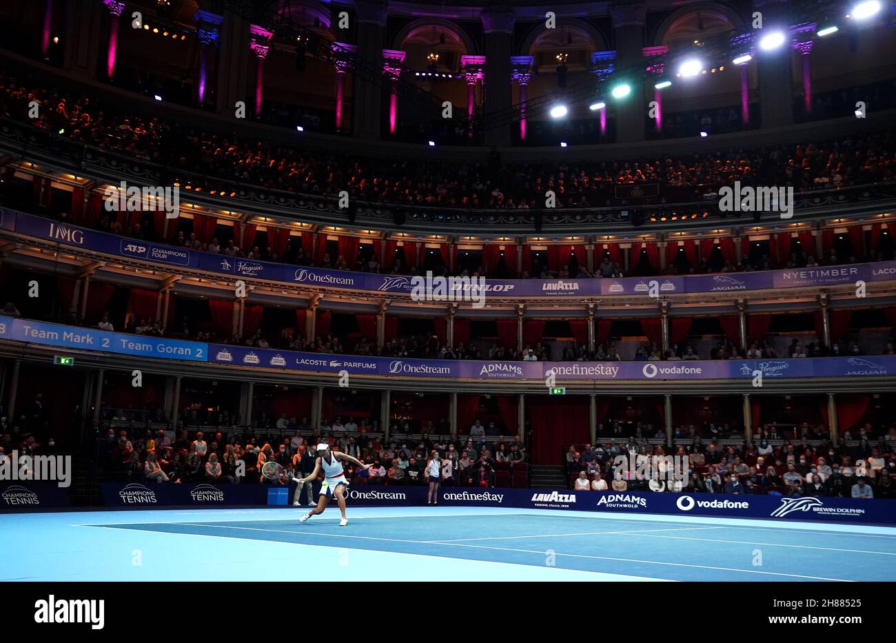 Great Britain's Emma Raducanu in action against Romania's Elena-Gabriela  Ruse during the ATP Champions Tour 2021 held at the Royal Albert Hall,  London. Picture date: Sunday November 28, 2021 Stock Photo - Alamy