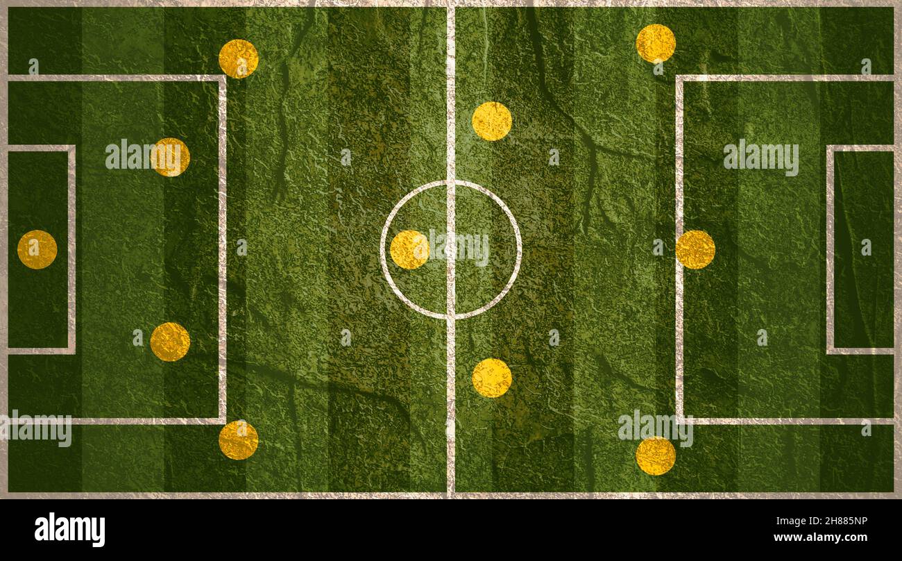 Soccer or football game strategy plan. Flat striped green field. Sport info  graphics element Stock Photo - Alamy