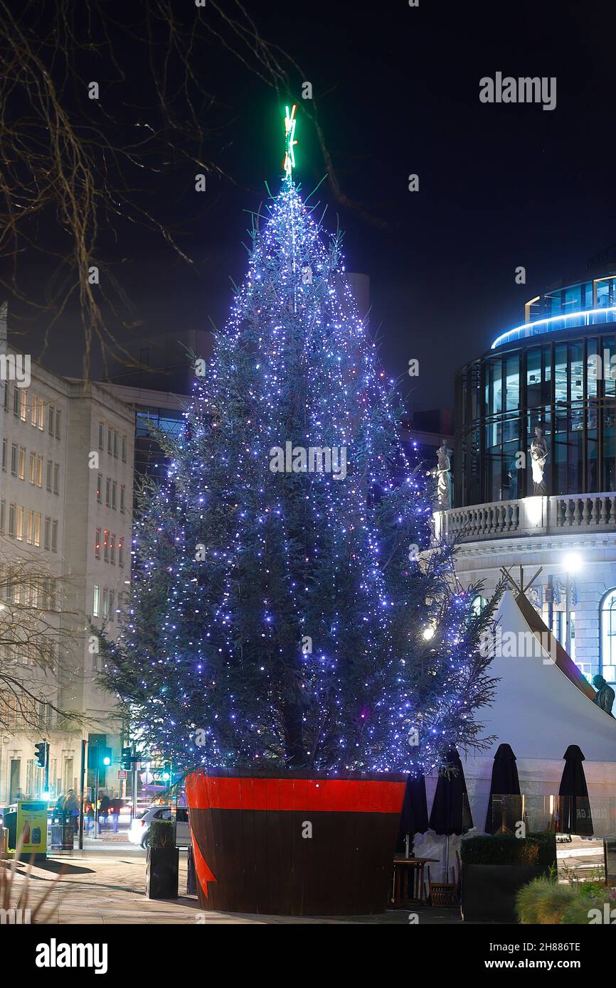 Christmas Tree on City Square in Leeds City Centre Stock Photo Alamy