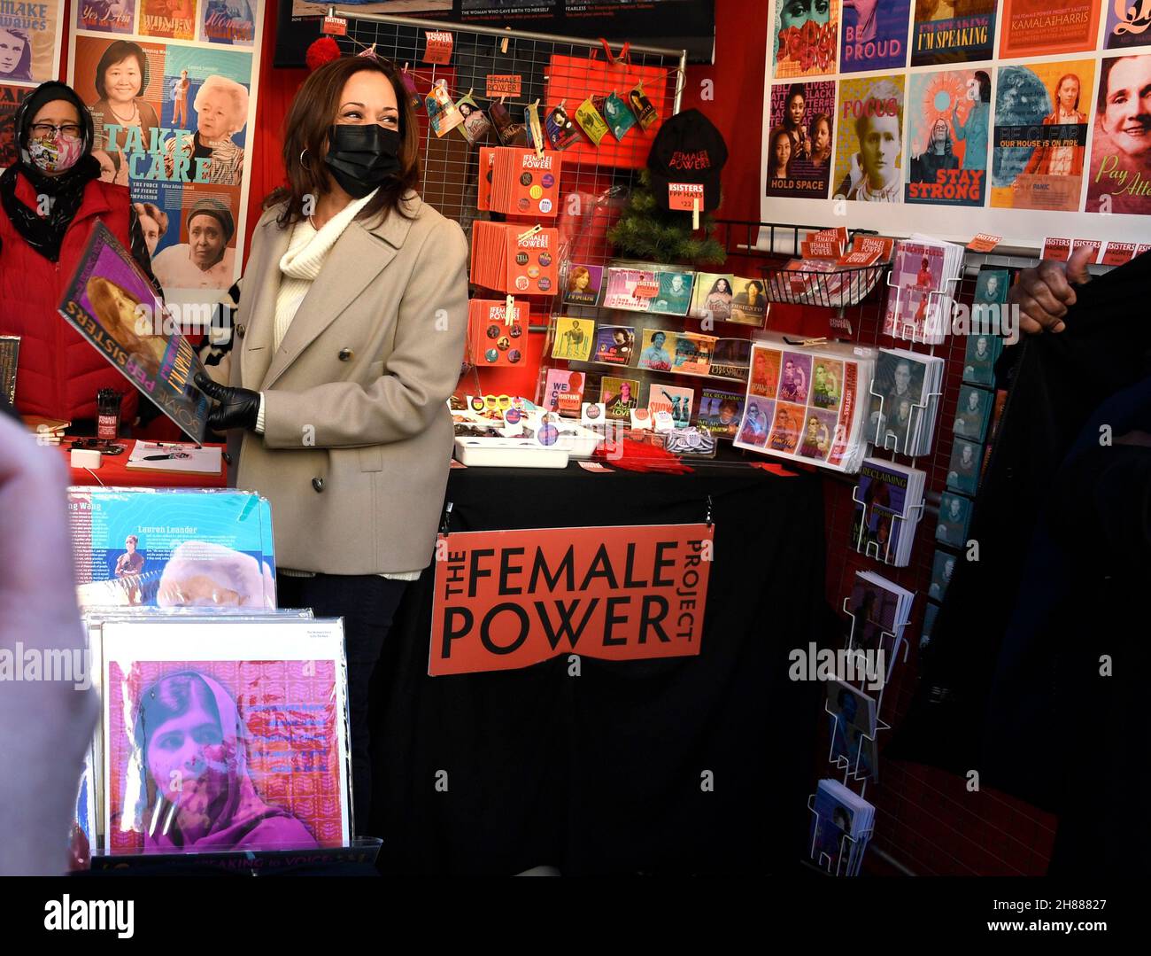 United States Vice President Kamala Harris supports Small Business Saturday with a visit to  DC’s Downtown Holiday Market,, Saturday, November 27, 2021, in Washington, DC.            Credit: Mike Theiler / Pool via CNP /MediaPunch Stock Photo