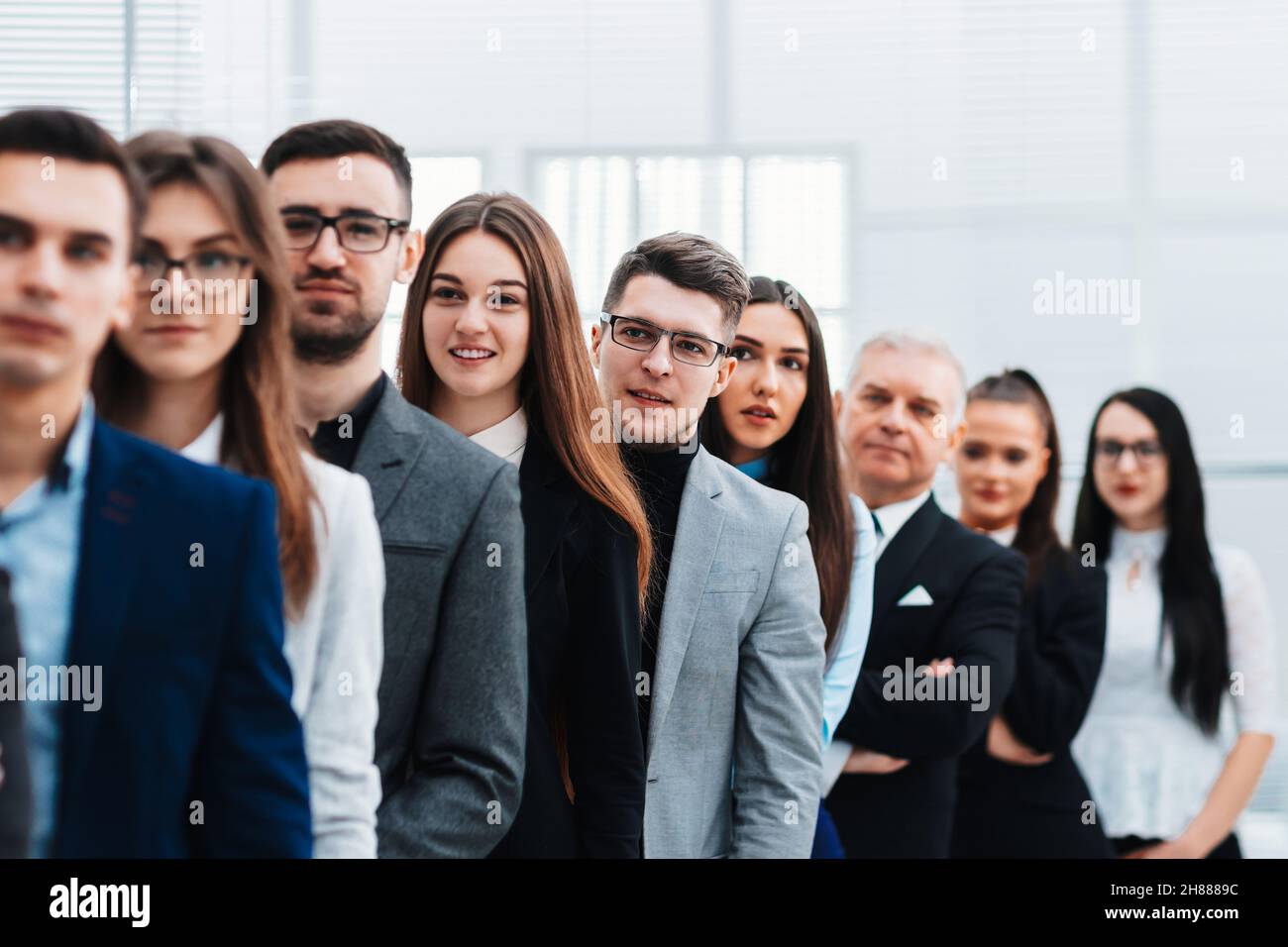large group of diverse business people standing in a row Stock Photo ...