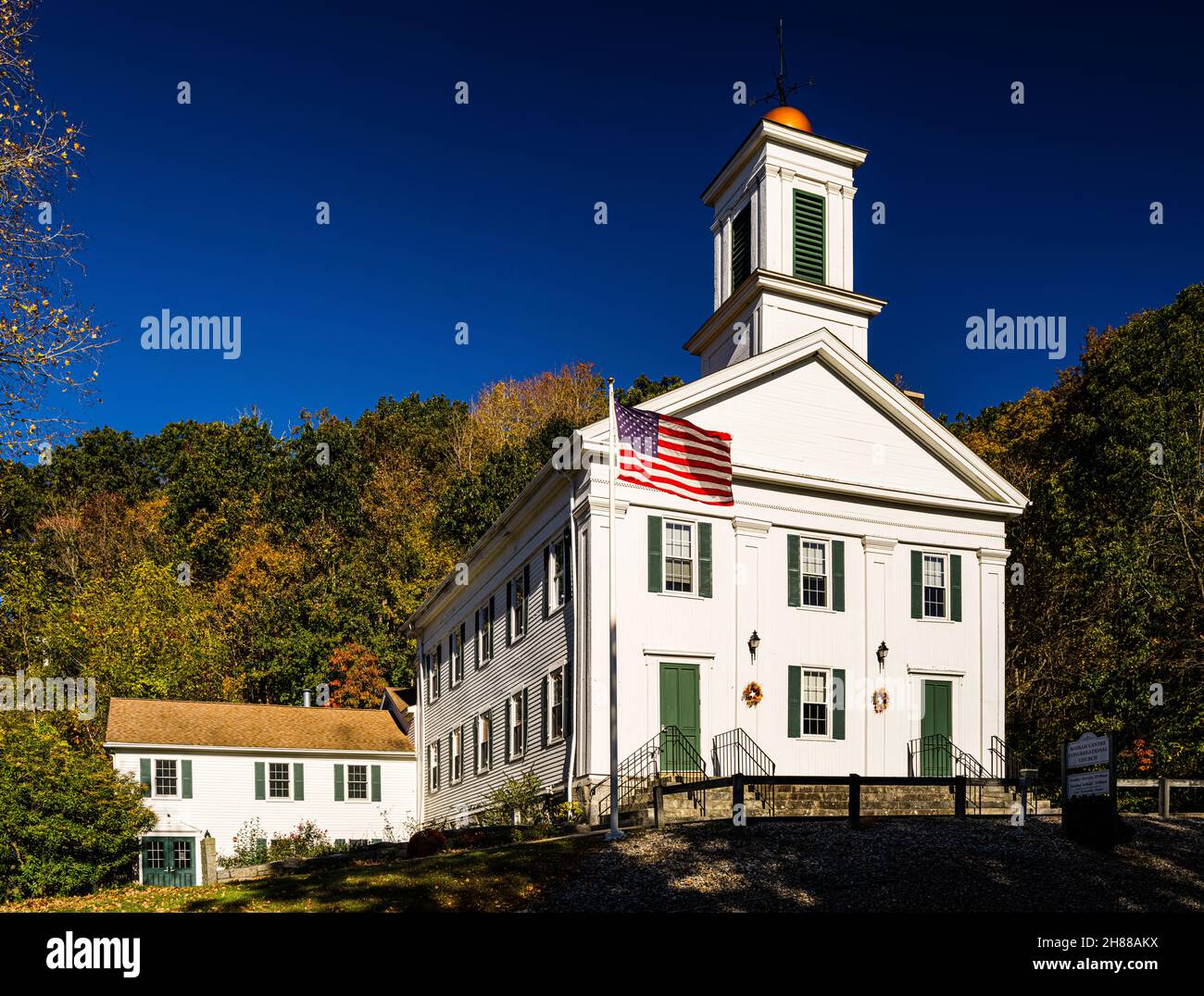 Bozrah Congregational Church and Parsonage   Bozrah, Connecticut, USA Stock Photo