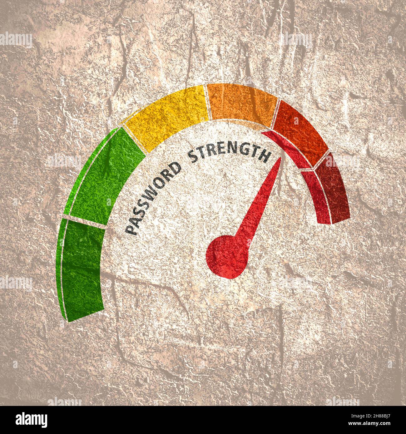 Abstract meter read level of password strength. Color scale with arrow ...