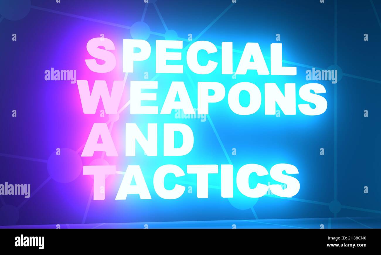 SWAT Special weapons and tactics acronym. 3D rendering. Neon bulb illumination Stock Photo Alamy