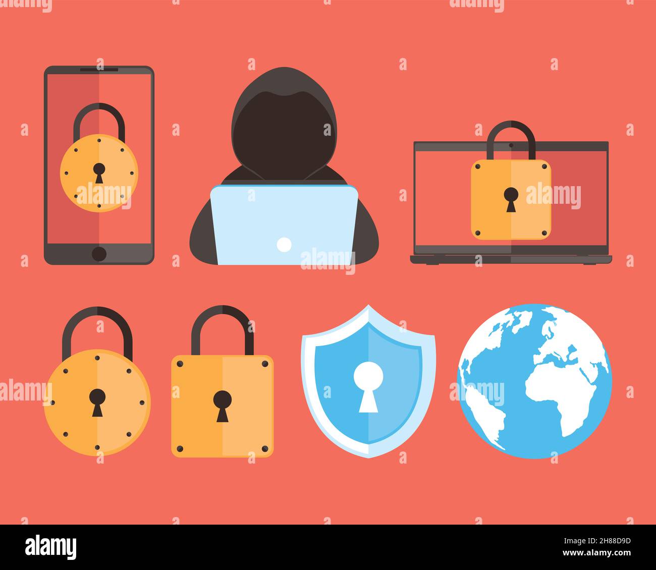 seven cyber security set icons Stock Vector Image & Art - Alamy