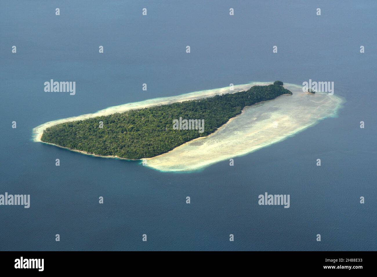 Aerial photography of Pulau Wurki, Biak, West Papua, Indonesia Stock Photo