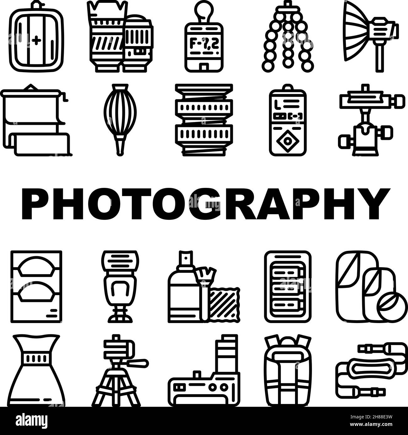 Photography Tool And Accessory Icons Set Vector Stock Vector Image ...