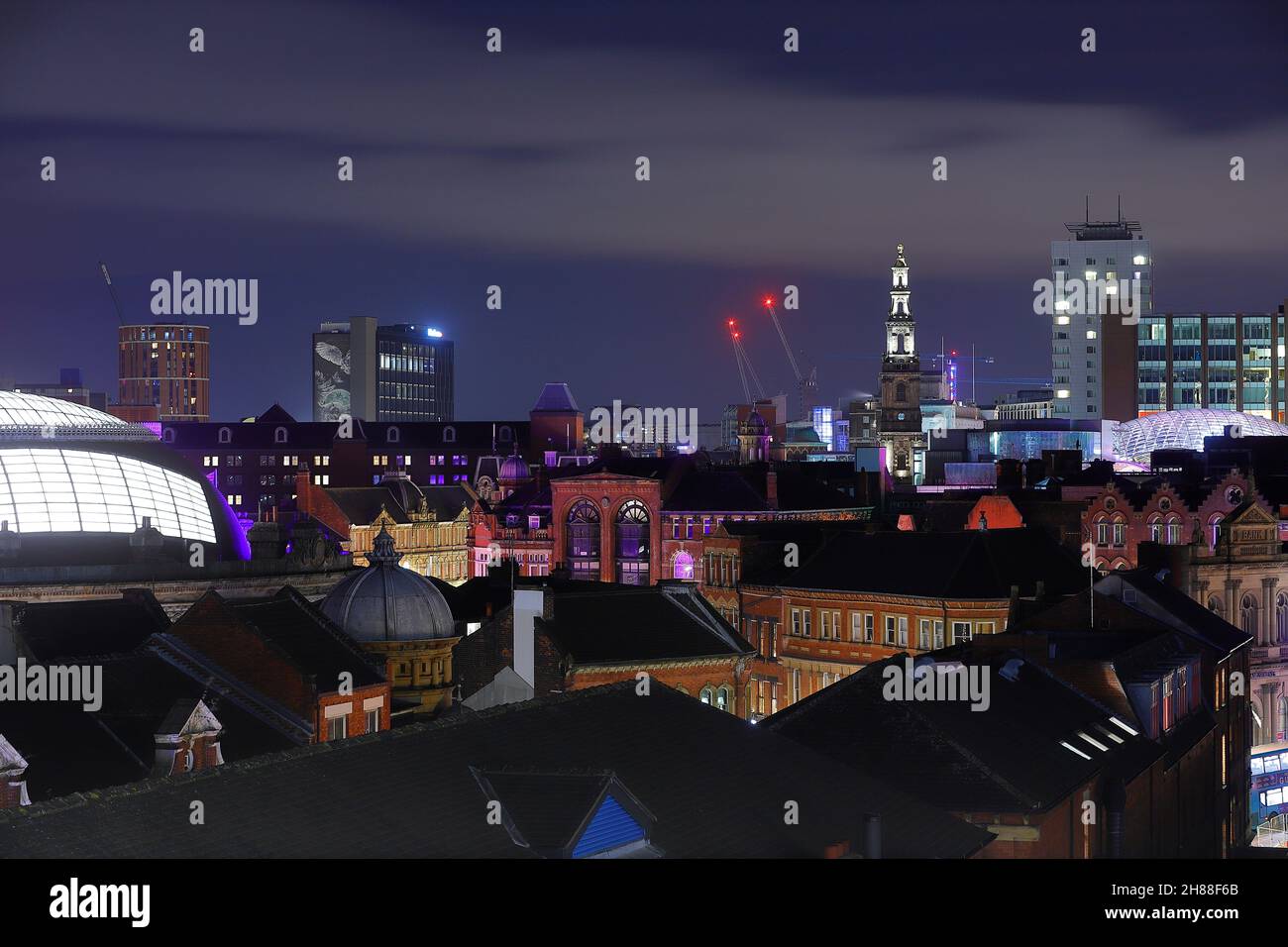 A view over Leeds City Centre from a multi storey car park rooftop