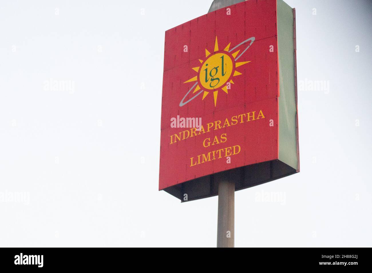 board showing the indraprastha gas refilling station showing the