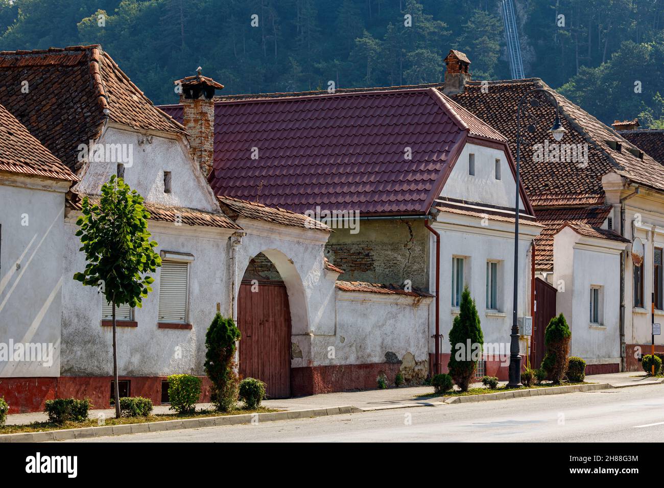 The city of Rasnov or Rosenau in Romania Stock Photo