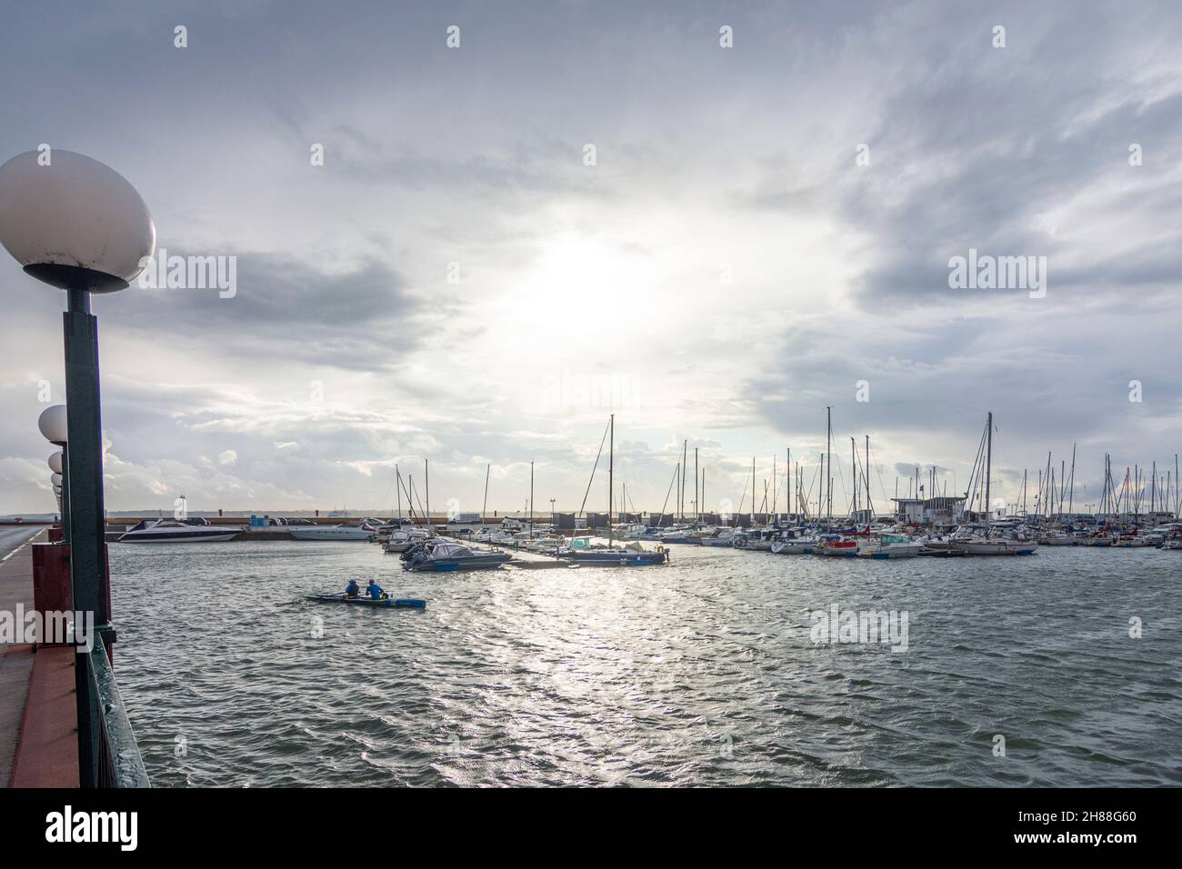 Helsingborg: marina, rowing boat in , Skane län, Scania, Schonen, Sweden Stock Photo