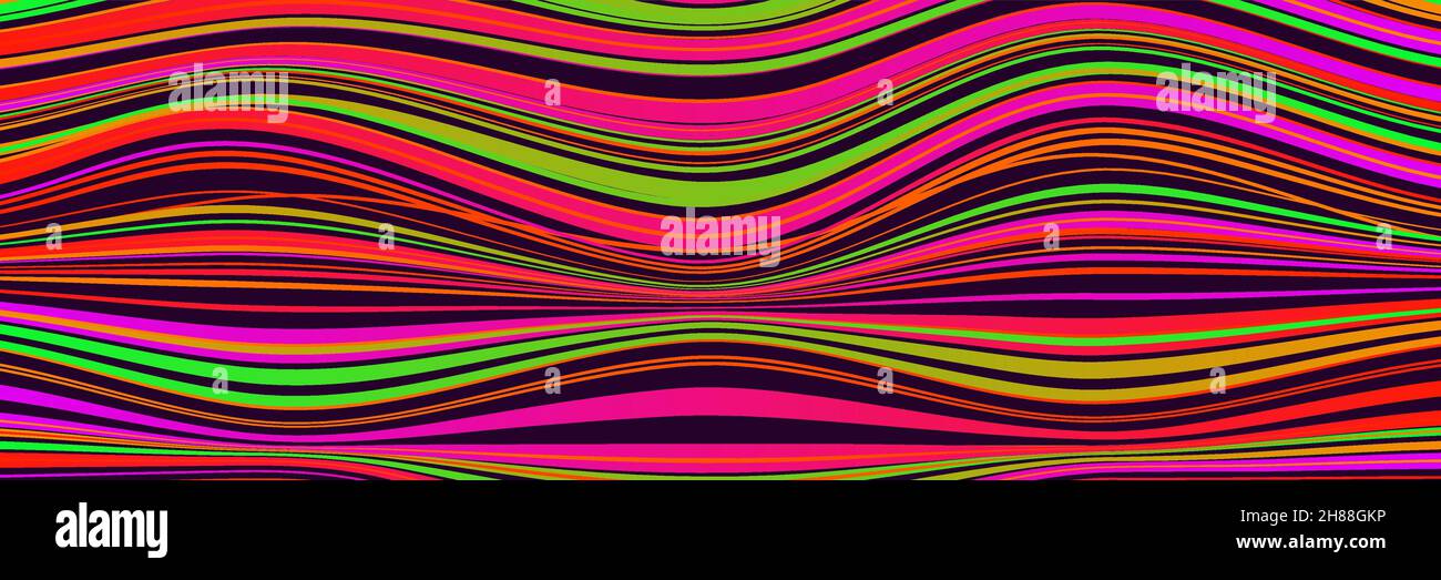 Surface with distorted lines. Wavy pattern. Vector wide banner Stock Vector