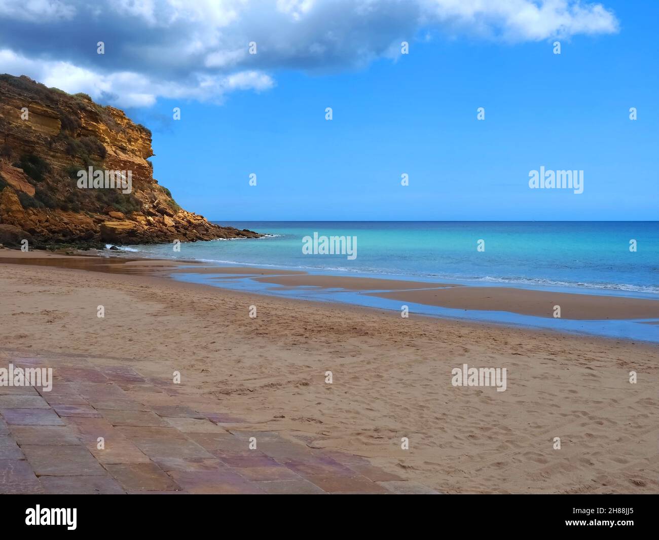 Burgau beach in the Algarve coast of Portugal Stock Photo