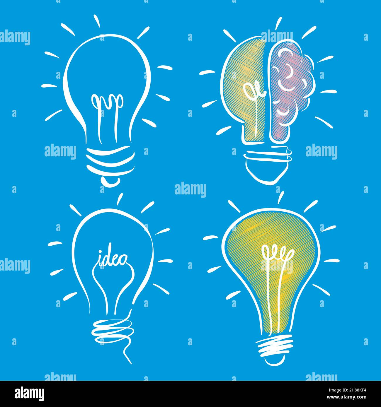 four bulbs doodle set icons Stock Vector Image & Art - Alamy