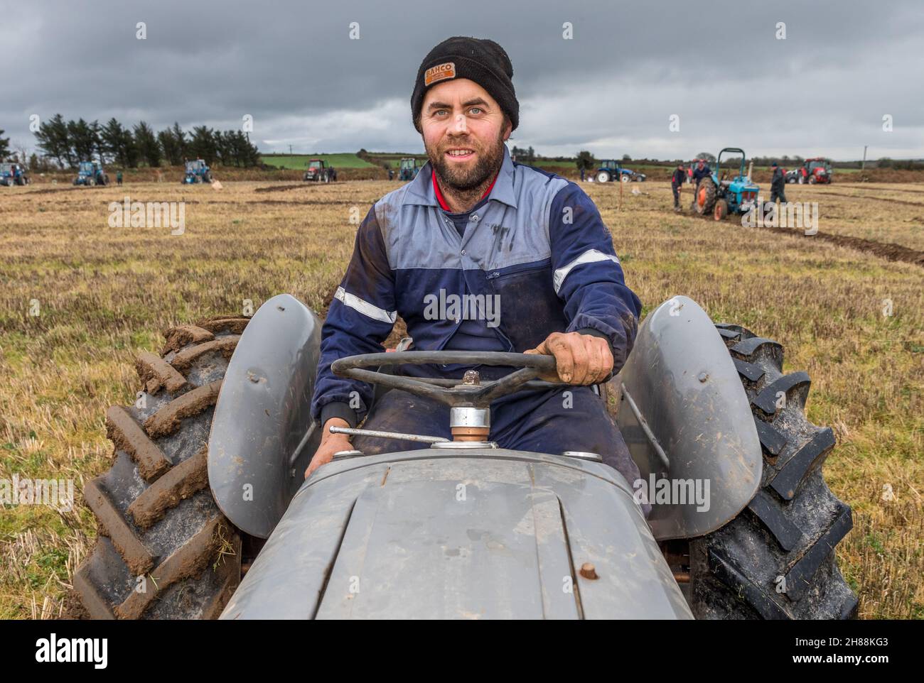 Cahermore, West Cork, Ireland. 28th November, 2021. Ger Collins from Rossmore on his vintage Ferguson 35 taking part in the Cork West Ploughing Association match on the land of Geoffery Wycherley, Cahermore, West Cork, Ireland. -  Credit: David Creedon/Alamy Live News Stock Photo