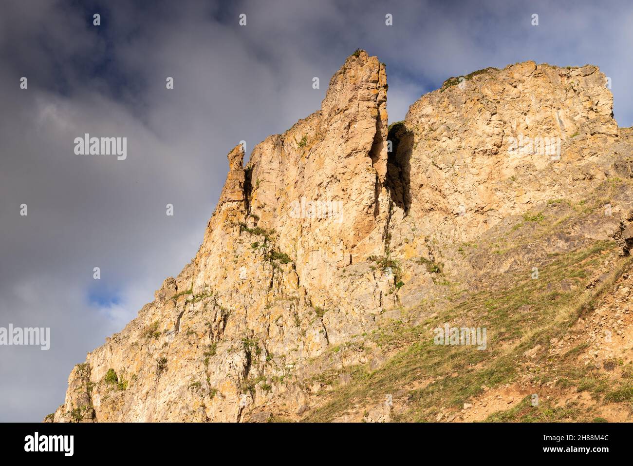Karst limestone rock formations on the Great Orme, Llandudno, North Wales Stock Photo