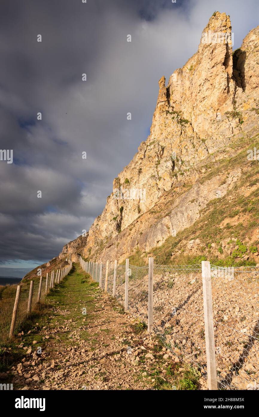 Karst limestone rock formations on the Great Orme, Llandudno, North Wales Stock Photo