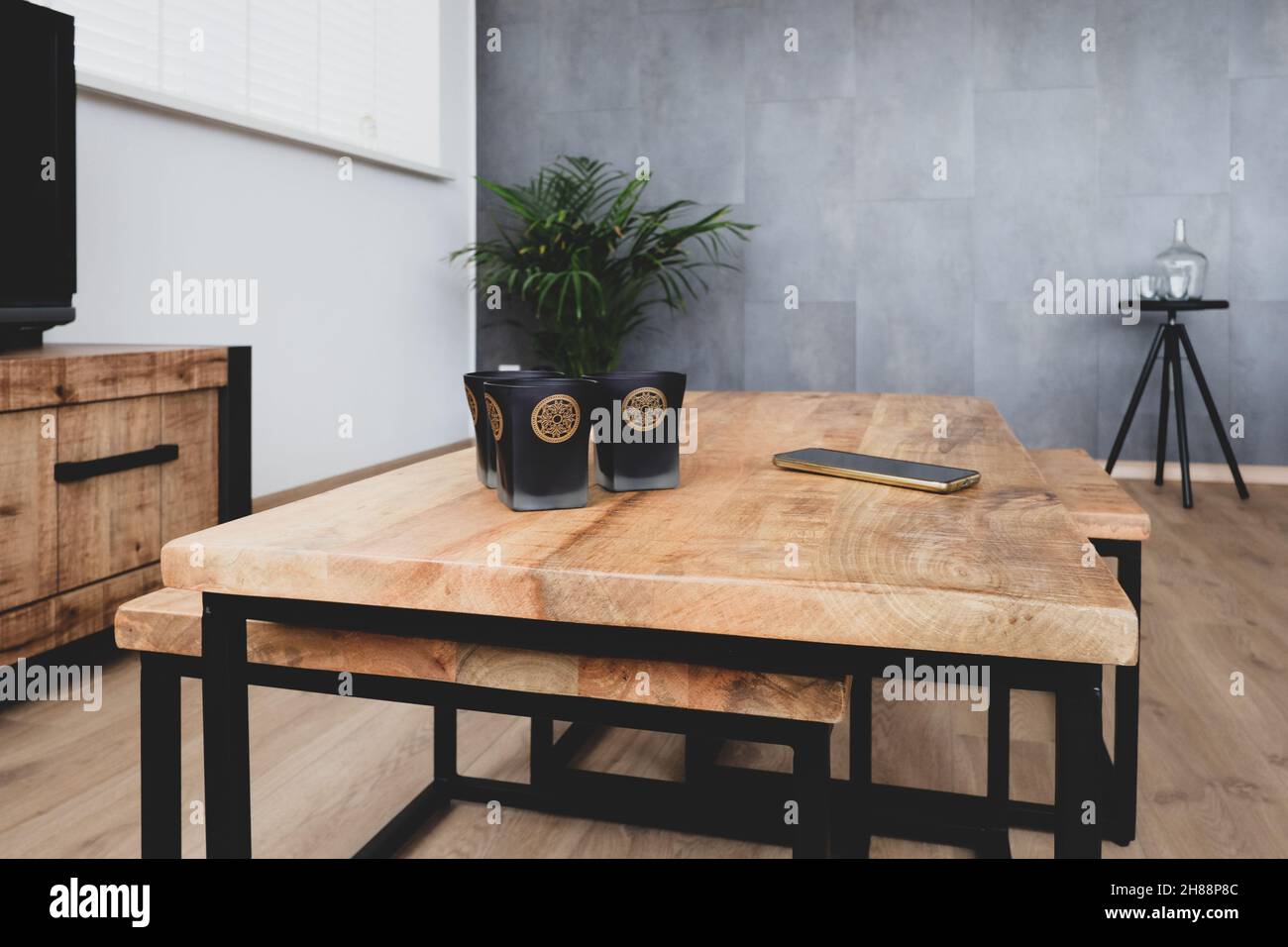 industrial interior in a modern living room Stock Photo Alamy