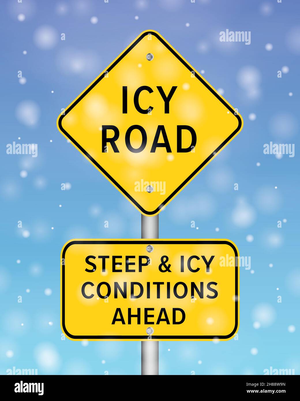 Icy or slippery conditions road sign Stock Vector Images - Alamy