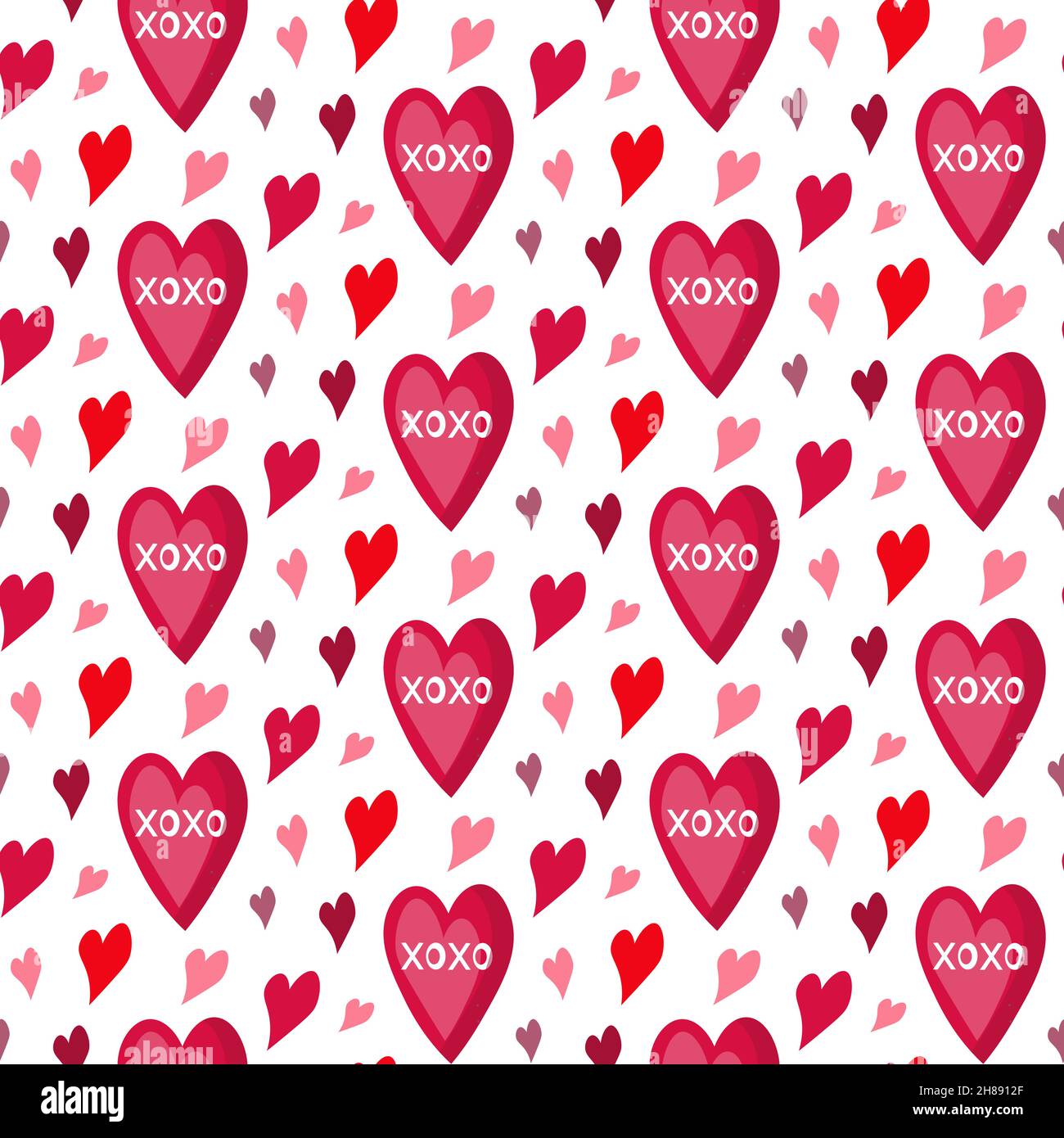 Small and large red and pink hearts. Valentines day pattern. Vector ...