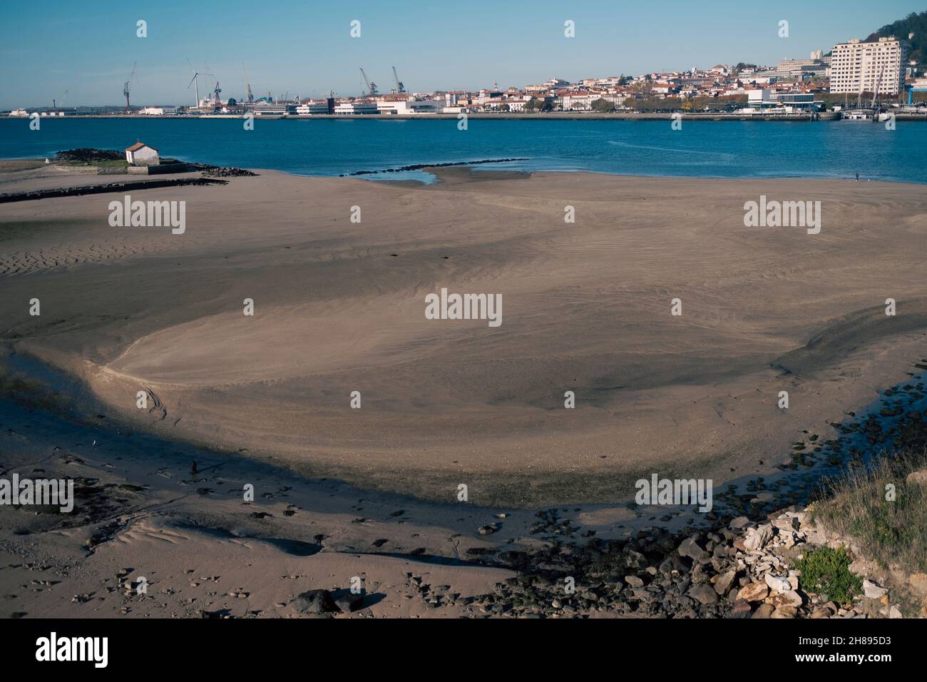 View of the Lima river in Viana do Castelo, Portugal. Stock Photo