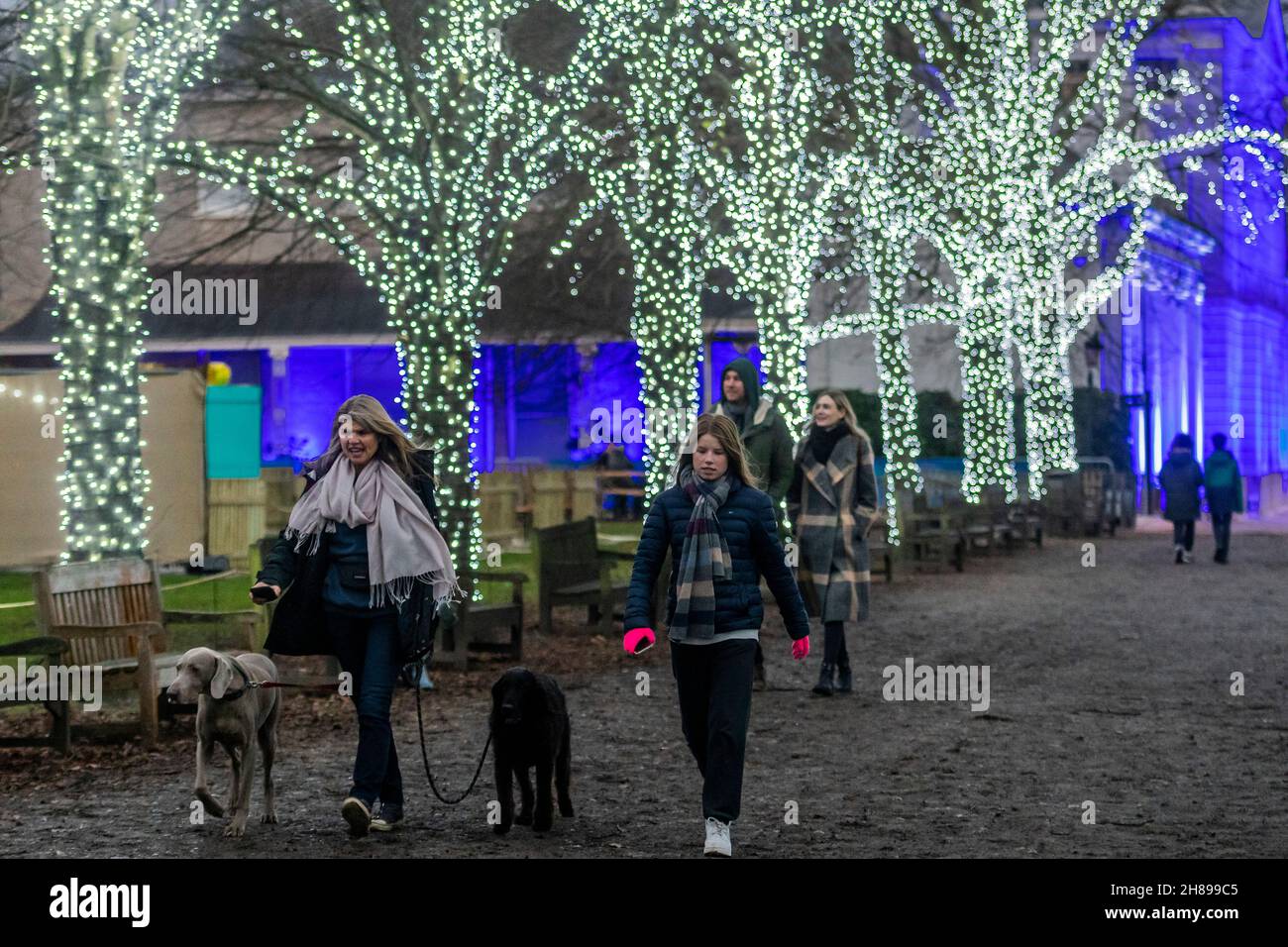 London, UK. 28th Nov, 2021. The lights are now on for Christmas at
