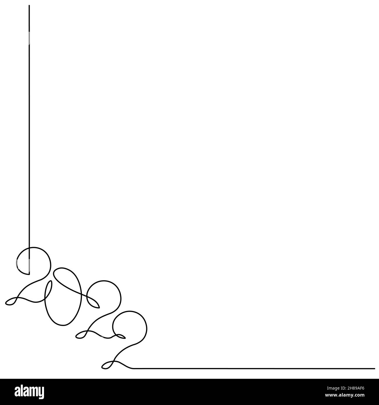 Continuous line 2022 lettering. Single path drawing. Vector ...