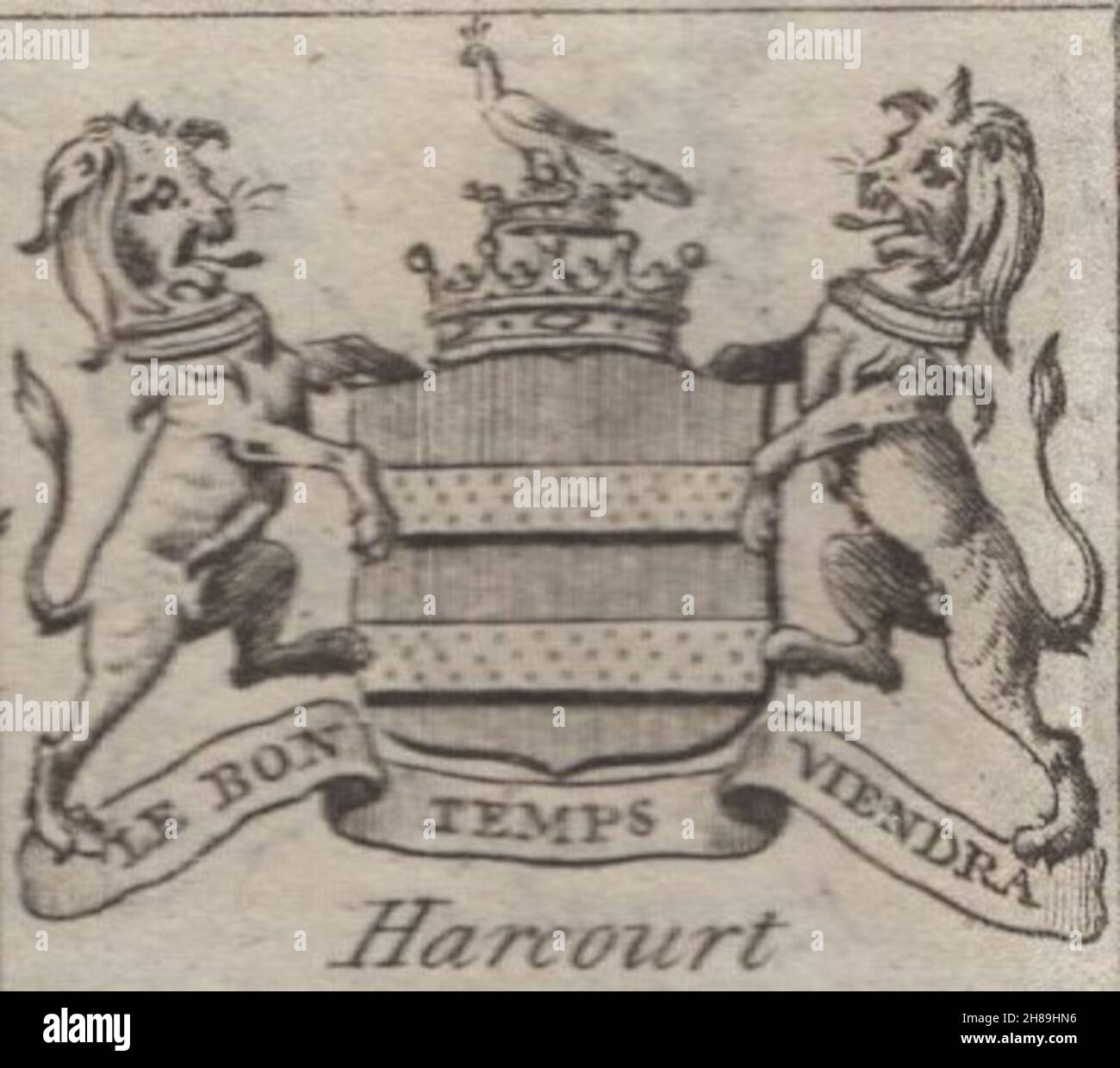 antique 18th century engraving heraldy coats of arms, English Earls