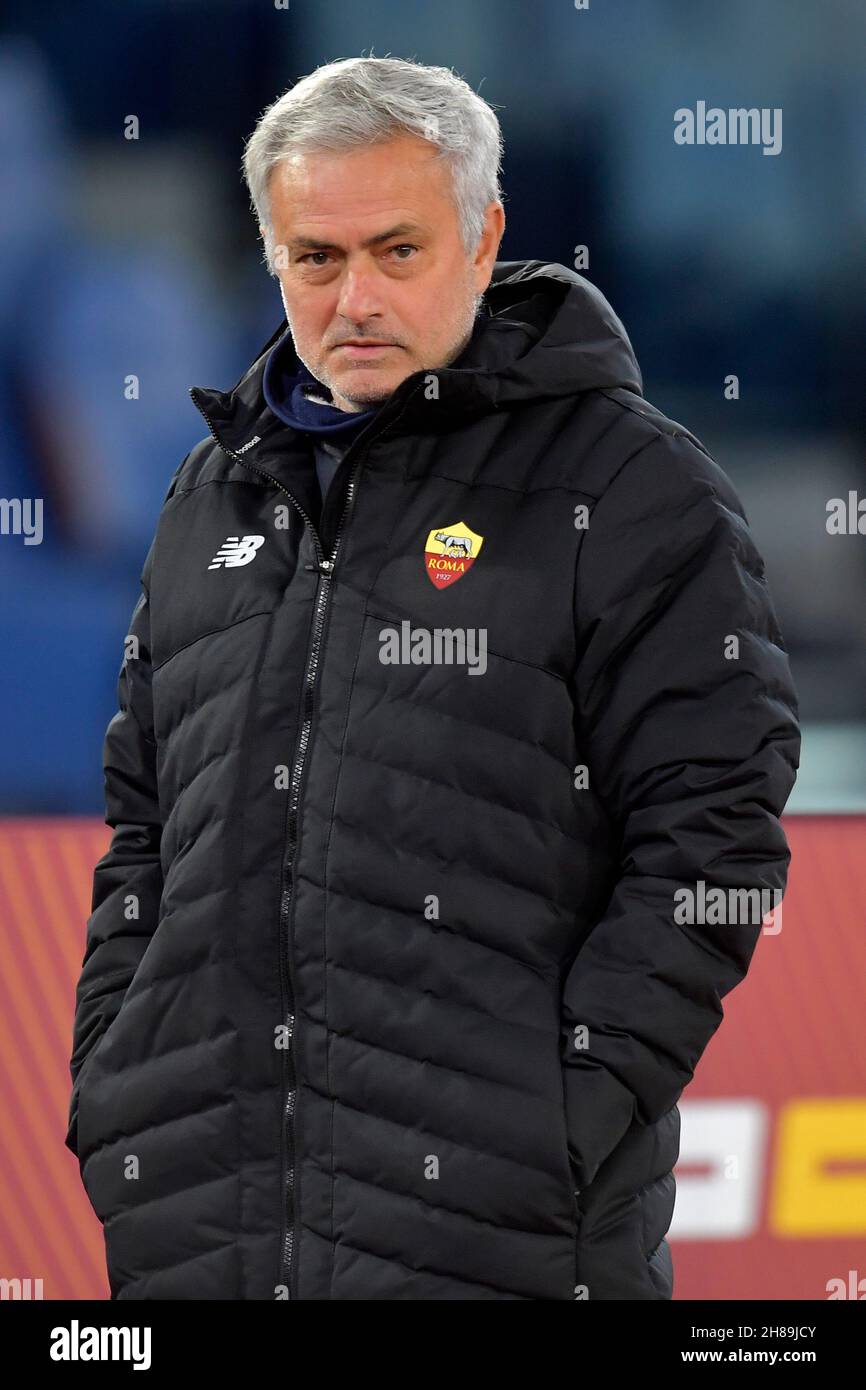 Rome, Italy. 28th Nov, 2021. Jose Mourinho coach of AS Roma during the  Serie A football match between AS Roma and Torino FC at Olimpico stadium in  Rome (Italy), November 28th, 2021.