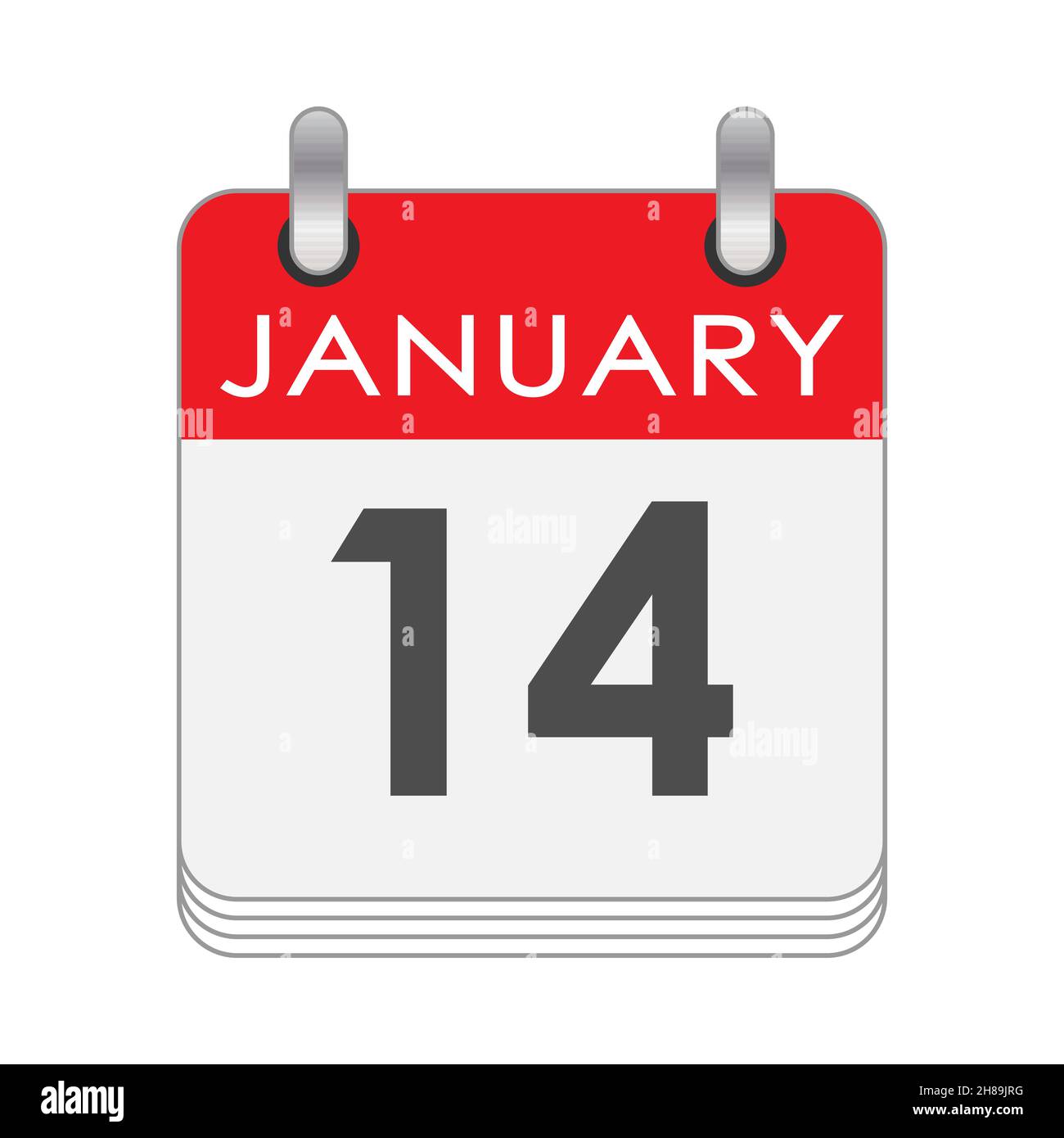 January 14. A leaf of the flip calendar with the date of January 14