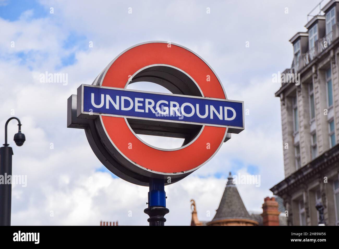 London Underground Station sign in Central London, UK Stock Photo - Alamy