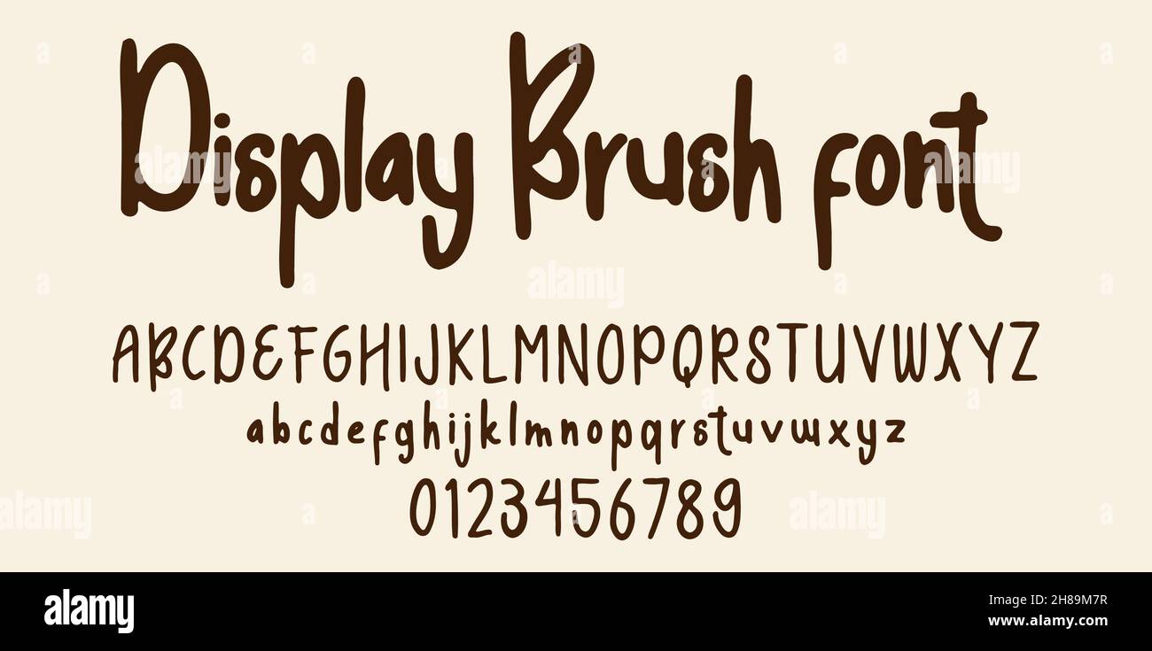 Handwritten Display font alphabet vector illustration isolated Background Stock Vector