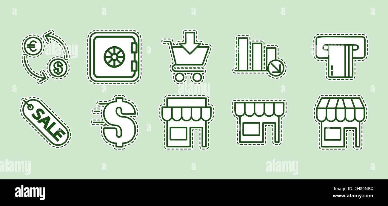 shopping online line art sticker vector illustration isolated ...