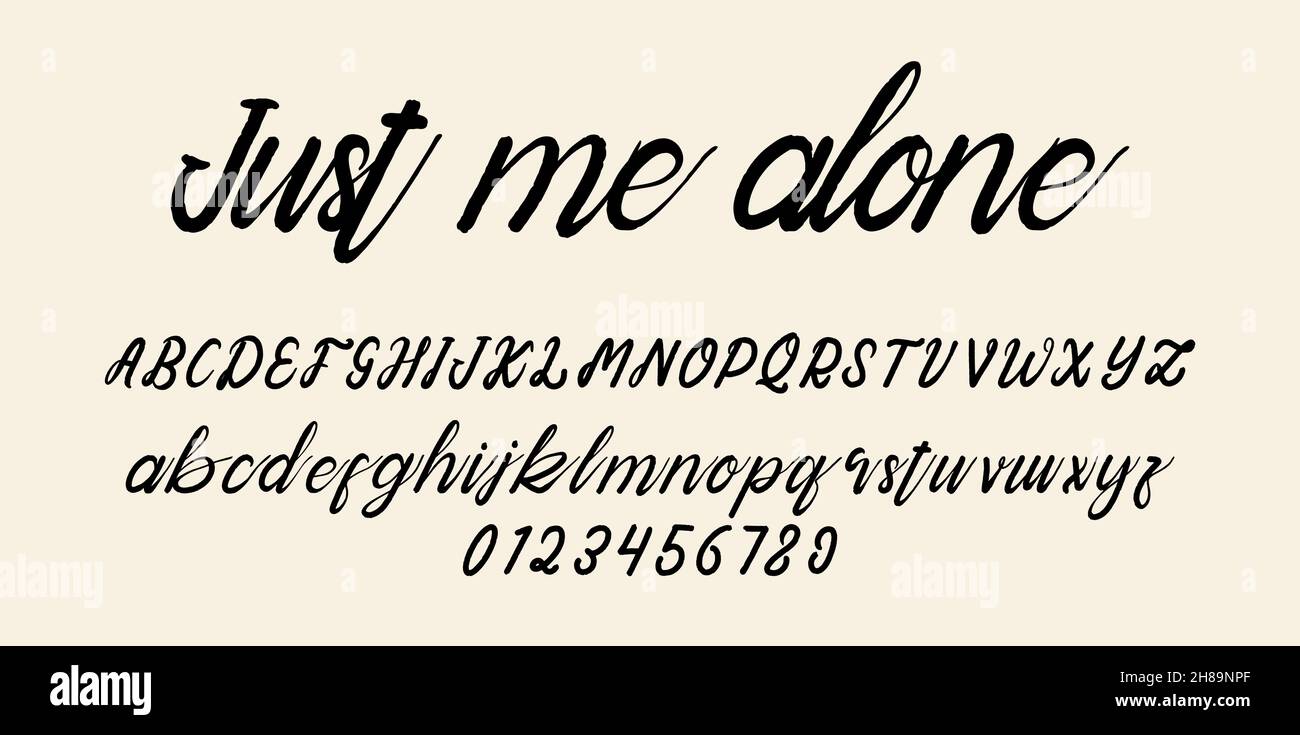 handwriting script font alphabet vector illustration isolated