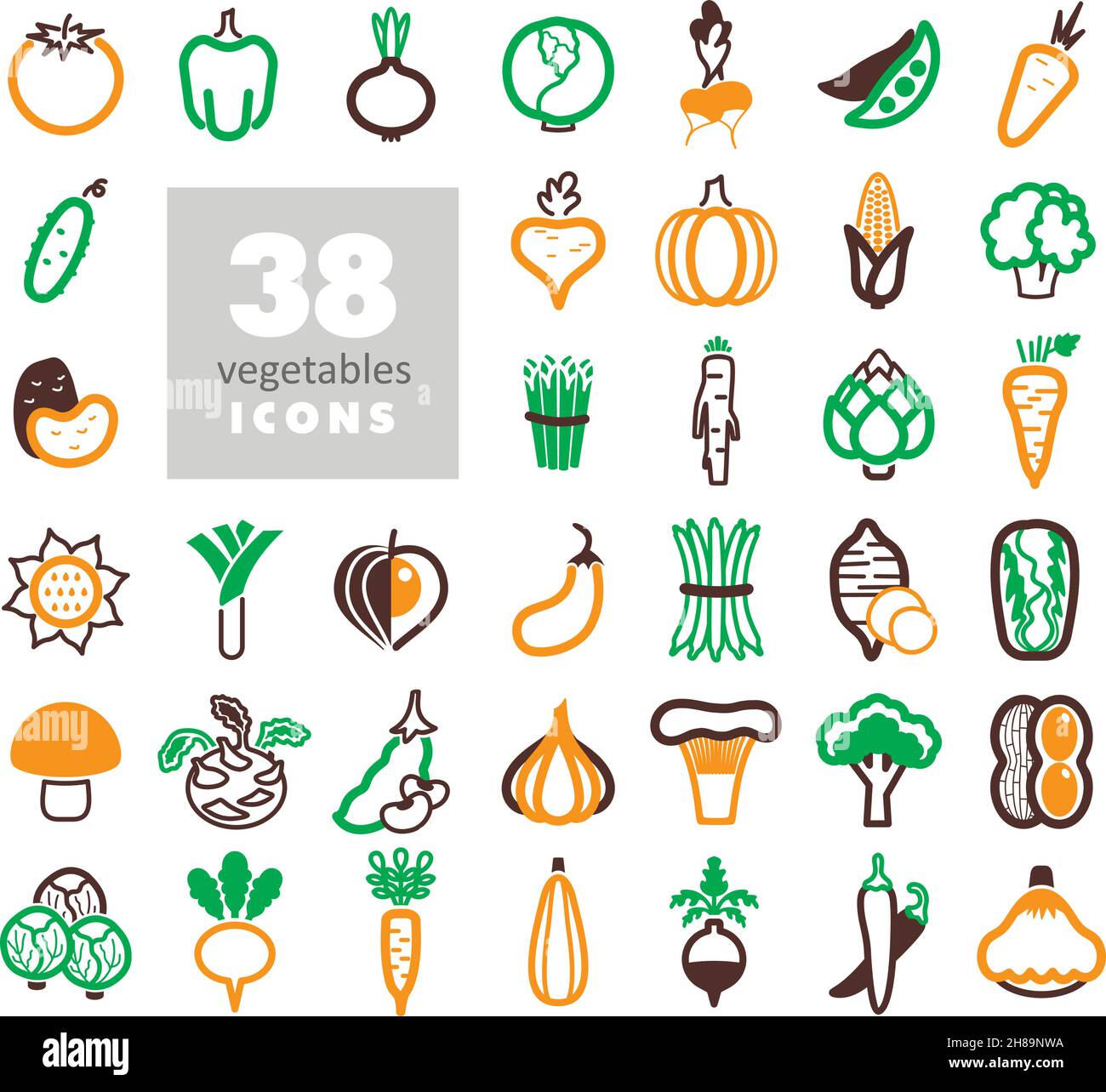Vegetables outline icons set. Vector illustration eps 10 Stock Vector
