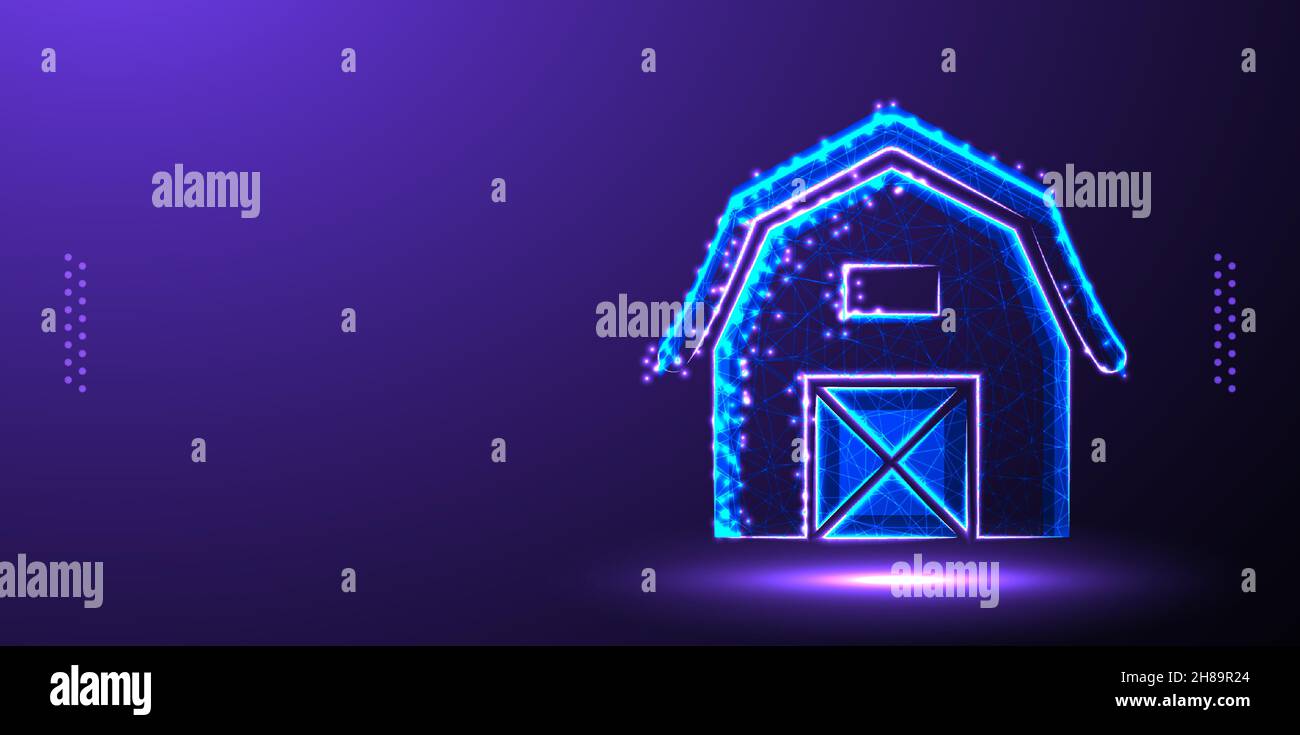 barn building low poly wireframe mesh Stock Vector