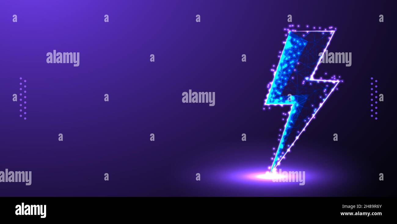 electricity low poly wireframe mesh Stock Vector