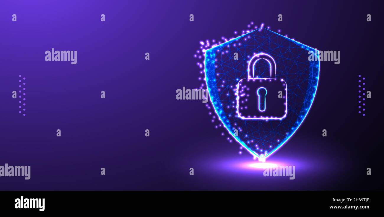 padlock cyber security low poly wireframe mesh Stock Vector