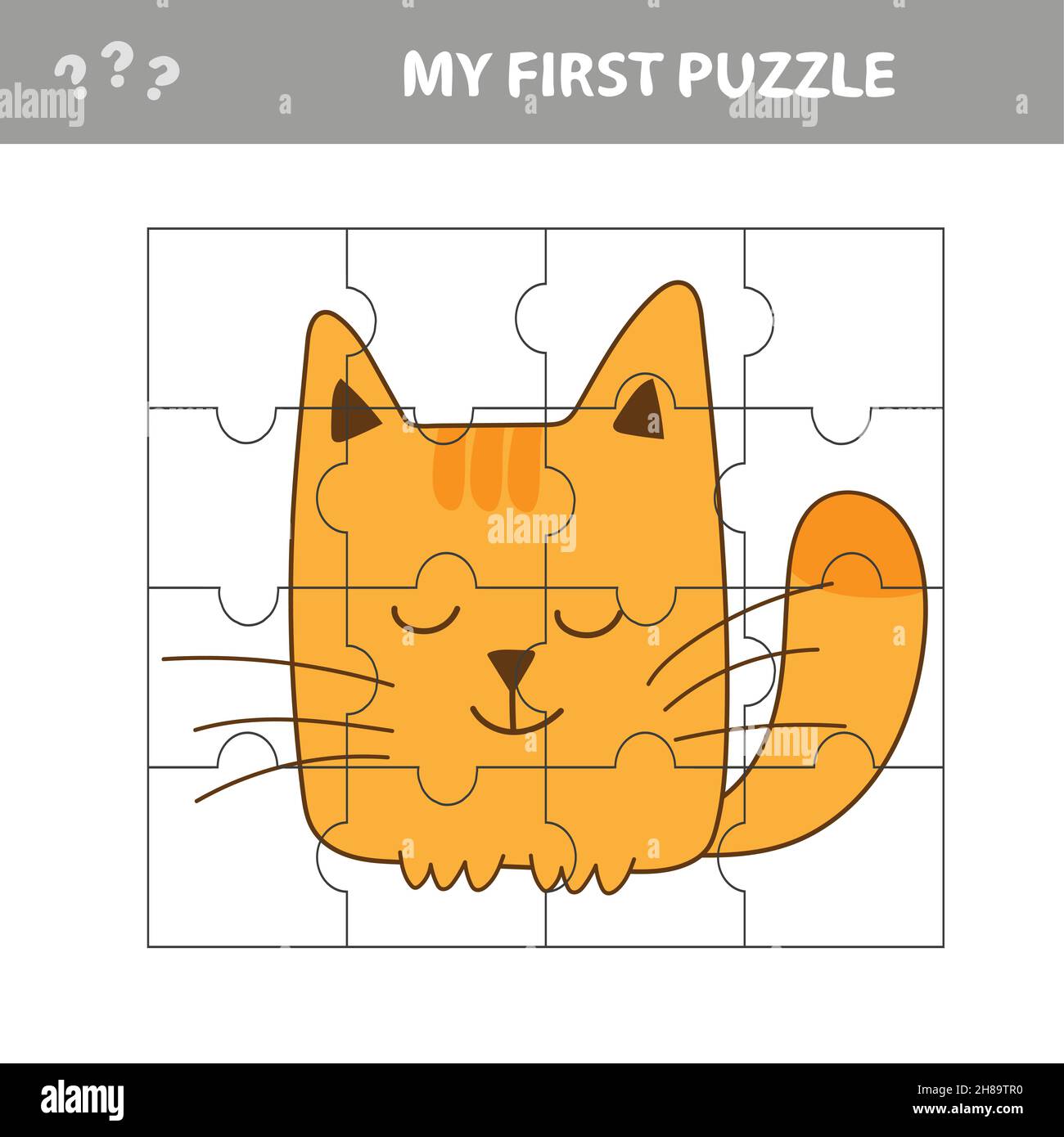 My first puzzle. Cute puzzle game. Vector illustration of puzzle game with happy cartoon cat for children Stock Vector Image Art Alamy